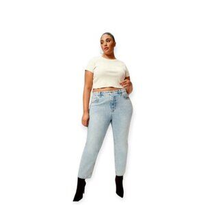 Good American Good Heritage Light Wash Cropped Jeans Size 15 Mid Rise Straight